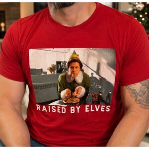 Will Ferrell Elf Raised By Elves Christmas T-Shirt Large Funny Holiday Tee Xmas